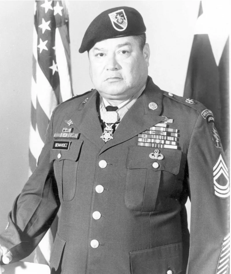 Master Sergeant Roy Benavidez in dress uniform wearing the Medal of Honor